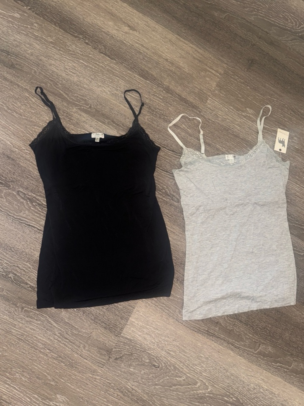 PJ Salvage BUNDLE (2) Cami Lace Tank Strappy Tops NWT Medium Grey Black